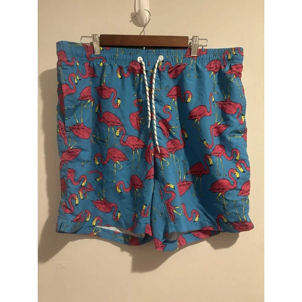 Maamgic Swim Trunks Men's Flamingo Board Shorts XXL‎ Blue Pink